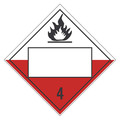 Nmc Placard Sign, 4 Flammable Solids, Blank, Pk25, Material: Unrippable Vinyl DL153BUV25