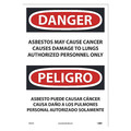 Nmc Asbestos May Cause Cancer Authorized Personnel Only Sign - Bilingual, ESD22PC ESD22PC