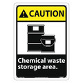 Nmc Caution Chemical Waste Storage Area Sign, CGA21AB CGA21AB