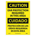 Nmc Caution Ear Protection Required Sign, Bil, 14 in Height, 10 in Width, Pressure Sensitive Vinyl ESC73PB