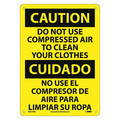 Nmc Caution Do Not Use Compressed Air Sign - Bilingual, ESC205RB ESC205RB