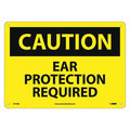 Nmc Caution Ear Protection Must Be Worn Sign, 10 in Height, 14 in Width, Rigid Plastic C472RB