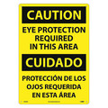 Nmc Caution Eye Protection Required Sign, Bil, 20 in Height, 14 in Width, Rigid Plastic ESC26RC