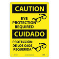 Nmc Caution Eye Protection Required Sign, Bil, 14 in Height, 10 in Width, Rigid Plastic ESC701RB