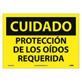 Nmc Caution Eye Protection Required Sign, Spa, 10 in Height, 14 in Width, Pressure Sensitive Vinyl SPC513PB