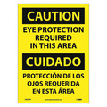 Nmc Caution Eye Protection Required Sign, Bil, 14 in Height, 10 in Width, Pressure Sensitive Vinyl ESC26PB