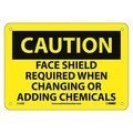 Nmc Caution Face Shield Protection Sign, 7 in Height, 10 in Width, Rigid Plastic C102R