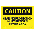 Nmc Caution Hearing Protection Must Be Worn, 10 in Height, 14 in Width, Pressure Sensitive Vinyl C393PB