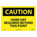 Nmc Caution Hard Hat Required Beyond This Po, 10 in Height, 14 in Width, Pressure Sensitive Vinyl C667PB