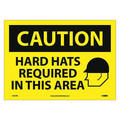 Nmc Caution Hard Hats Required In This Area, 10 in Height, 14 in Width, Pressure Sensitive Vinyl C507PB