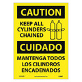Nmc Caution Keep All Cylinders Chained Sign - Bilingual, ESC530PB ESC530PB