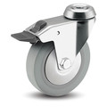 Medcaster 3" X 7/8" Non-Marking Rubber Thermoplastic Swivel Caster, Total Lock Brake, Loads Up To 140 lb RZ03TPP090TLHK04