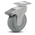 Medcaster 4" X 1-1/4" Non-Marking Rubber Thermoplastic Swivel Caster, Directional Lock, Loads Up To 240 lb NG04QDP125DLTP01