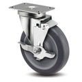 Medcaster 6" X 1-1/4" Non-Marking Elastimer Hi-Temp Swivel Caster, Total Lock Brake, Loads Up To 250 lb AC06HSP125TBTP01