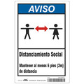 Condor Covid 19 Sign 10X14, Spanish Notice Soci, 10 in Height, 14 in Width, Aluminum, Spanish HWN830A1410