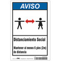 Condor Covid 19 Sign 10X14, Spanish Notice Soci, 10 in Height, 14 in Width, Polyester, Spanish HWN830T1410