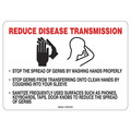 Brady Reduce Disease Transmission Sign, 14" W x 10" H, English, Aluminum 170272