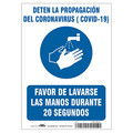 Condor Covid 19 Sign 10X14, Spanish Prevent Cov, 10 in Height, 14 in Width, Polystyrene, Spanish HWB724P1410