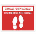 Brady Covid 19 Sign 14X18, Spanish Social Dist, 14 in H, 18 in W, Vinyl, Spanish, 170329 170329