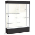 Ghent Lighted Floor Display Case 60x80x16, Plaque, Satin 3175PB-SN-BK