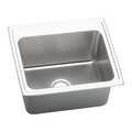 Elkay Sink, Drop-In Mount, 1 Hole, Lustrous Satin Finish DLR2522121