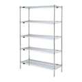 Eagle Group Wire Shelving Unit, 21"D x 60"W x 74"H, 5 Shelves, Silver, Width: 60" S5-74-2160S