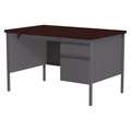 Hirsh Pedestal Desk, 30" D, 48" W, 29-1/2" H, Charcoal/Mahogany, Laminate 20093
