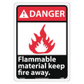Nmc Danger Flammable Material Keep Fire Away Sign, DGA43AB DGA43AB