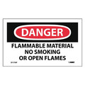 Nmc Danger Flammable Material No Smoking Or Open Flames Label, Pk5, D117AP D117AP