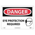 Nmc Danger Eye Protection Required Sign, 10 in Height, 14 in Width, Rigid Plastic D524RB