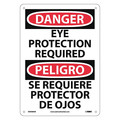 Nmc Danger Eye Protection Required Sign, Bili, 14 in Height, 10 in Width, Aluminum ESD688AB