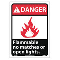 Nmc Danger Flammable No Matches Or Open Lights Sign, DGA44PB DGA44PB