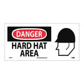 Nmc Danger Hard Hat Area Sign, 7 in Height, 17 in Width, Pressure Sensitive Vinyl SA104P