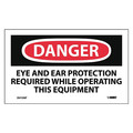 Nmc Danger Eye And Ear Protection Required Label, Pk5 D415AP