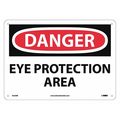Nmc Danger Eye Protection Area Sign, 10 in Height, 14 in Width, Rigid Plastic D523RB