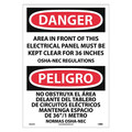 Nmc Danger Electrical Panel Must Be Kept Clear Sign - Bilingual, ESD225PC ESD225PC