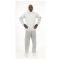 International Enviroguard SMS Coverall w Hood, Boot, 3XL, White, PK25, 3XL, 25 PK, White, SMS, Zipper 2229