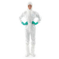 Bioclean Coveralls, S, 20 PK, White, Non-Woven Laminate Polyethylene/Polypropylene, Zipper BDCHT