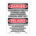 Nmc Danger Hazardous Waste Storage Area Sign - Bilingual, ESD442PB ESD442PB