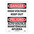 Nmc Danger High Voltage Keep Out Sign - Bilingual ESD139PB