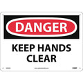 Nmc Danger Keep Hands Clear Sign, 10 in Height, 14 in Width, Aluminum D449AB