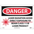Nmc Danger Laser Radiation Avoid Direct Expo, 10 in Height, 14 in Width, Rigid Plastic D571RB