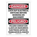Nmc Danger Lock Out Electrical Switches Sign - Bilingual, ESD679PB ESD679PB