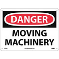 Nmc Danger Moving Machinery Sign, 10 in Height, 14 in Width, Rigid Plastic D305RB