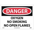 Nmc Danger Oxygen No Smoking No Open Flames Sign, D597PB D597PB