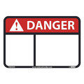 Nmc Danger Sign, 10" W, 7" H, English, Aluminum, White, Legend Style: Blank DGA69A