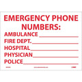 Nmc Emergency Phone Numbers Sign, M346PB M346PB