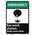 Nmc Emergency Eye Wash Station Keep Area Clear Sign, EGA4PB EGA4PB
