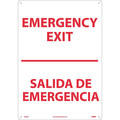 Nmc Emergency Exit Sign, English, Spanish, 14 in W, 20 in H, Rigid Plastic M699RC