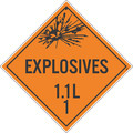Nmc Explosives 1.1L 1 Dot Placard Sign, Material: Rigid Plastic DL89R